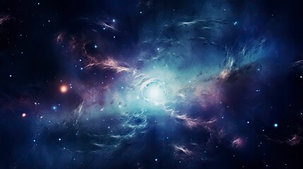 Fototapeta premium Stellar Vista from Space Spiral Galaxy Amidst a Star-Filled Universe.