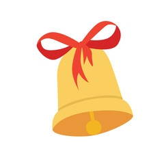 Bell vector. Christmas bell clip art. Merry christmas and happy new year clip art. Flat vector in cartoon style isolated on white background.
