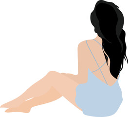 Woman sit from back illustration