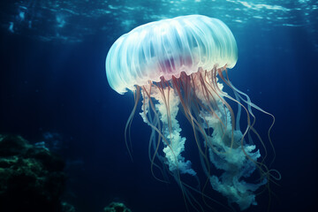 beautiful jellyfish swim in the ocean
