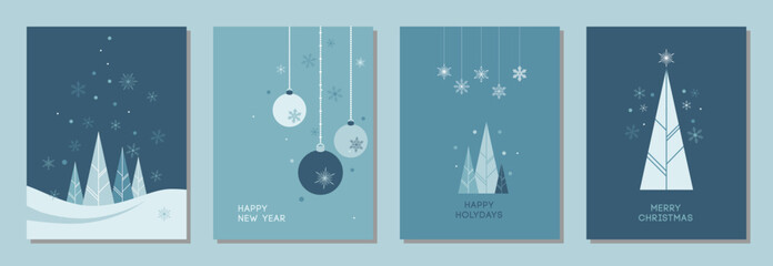 Merry Christmas and Happy New Year greeting card set