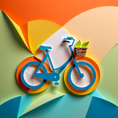 Bicycle illustration made of paper on the abstract background.