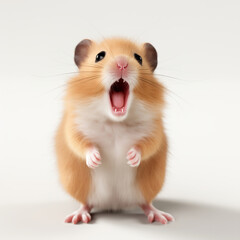 Cute singing hamster isolated on white background