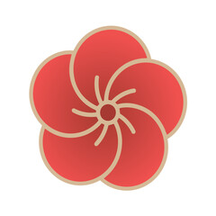 赤いねじ梅の和風アイコン