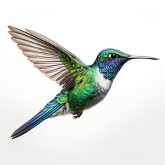 Obraz premium Beautiful hummingbird colibri in flying, isolated on white background