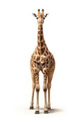 Giraffe isolated on white background. Front view
