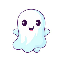 Obraz premium Cartoon ghost icon, material, vector illustration, decorative design element, transparent background, app icon