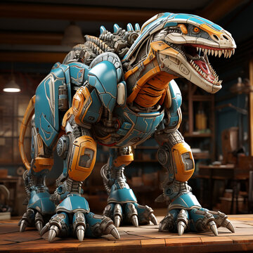 3D cartoon Spinosaurus robot
