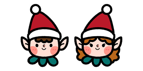 Cartoon drawing boy and girl Elf with smile