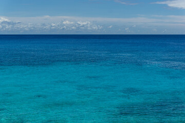 Obraz premium Deep ocean in daylight. Calm and relaxing concept. Seascape from high perspective. Top view of ocean sea water.