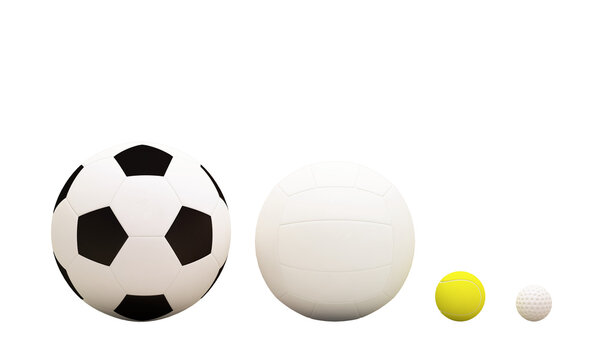 3d soccer balls, volleyballs, tennis balls and golf balls. with png.file