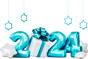 Happy New Year 2024 3d Render Cutout