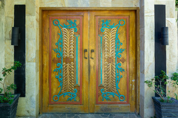 Pinto Aceh pattern. Famous traditional decoration and motif of aceh. Carved wooden door