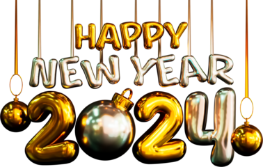 Happy New Year 2024 3d Render Cutout