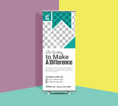 modern abstract minimal roll up banner design template for business.