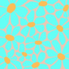 Flower blue pattern wallpaper  on grey illustration