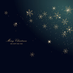 christmas background with golden snowflakes