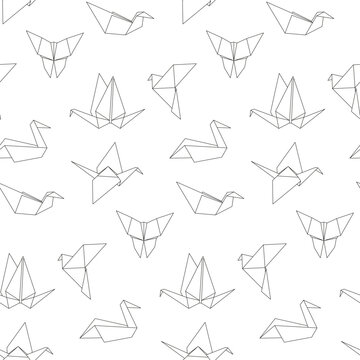 Origami line art vector seamless pattern background. Modern hobby.