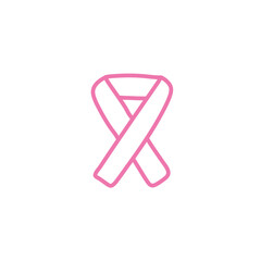 hand-drawn breast cancer ribbon. Pink paint breast cancer awareness. 