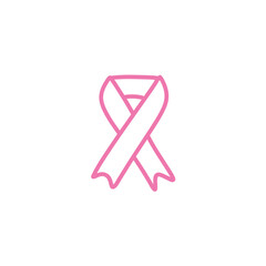 hand-drawn breast cancer ribbon. Pink paint breast cancer awareness. 