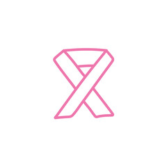 hand-drawn breast cancer ribbon. Pink paint breast cancer awareness. 