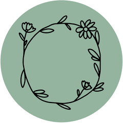 Fototapeta na wymiar aesthetic floral outline illustration that can be used as a sticker or ornament on social media
