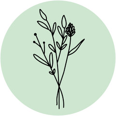 aesthetic floral outline illustration that can be used as a sticker or ornament on social media