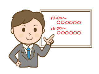 スケジュール確認をする男性ビジネスマンのイラスト