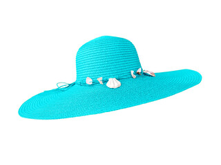 Blue beach straw hat  PNG transparent