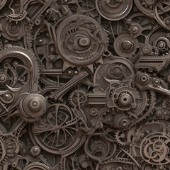 seamless abstract steampunk cogs and gears pattern texture