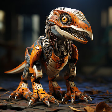 3D cartoon Velociraptor robot