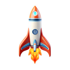 3d rocket illustration, material, icon, vector, decorative design element, transparent background, app icon