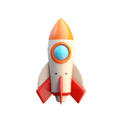 3d rocket illustration, material, icon, vector, decorative design element, transparent background, app icon