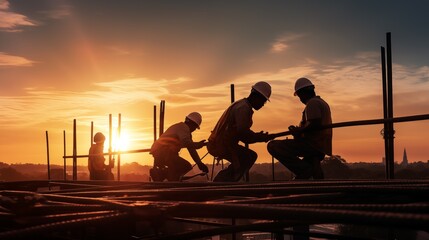Fototapeta premium a group of men working on a construction site