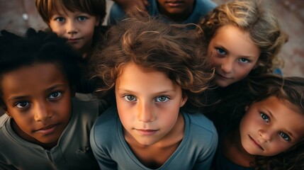 Fototapeta premium a group of young children standing next to each other