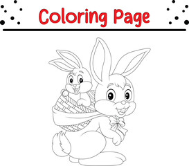 Cute little bunny coloring page. Easter coloring book for kids