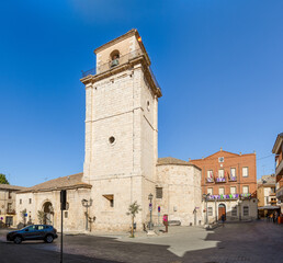 Fototapeta na wymiar Peñafiel, Spain - October 12, 2023: details of the buildings of the historic center in the city of Peñafiel, Valladolid, Spain