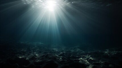 an underwater view of the ocean with sunlight coming through the water - Powered by Adobe