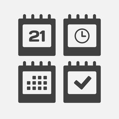 Icon page calendar - 21 day, agenda, timer, done