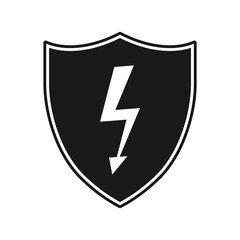 Shield and lightning bolt icon. Thunder coat of arms symbol. heraldry logo sign. Vector illustration image.