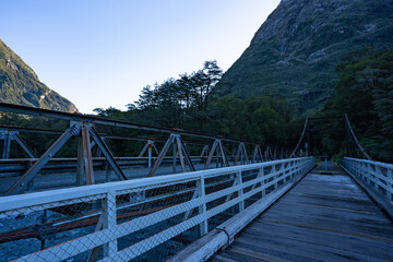 Tutoko River Bridge near Milford Sound, New Zealand