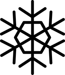 Winter snow, Christmas miracle symbol. Doodle silhouette of simple snowflake, element of winter festival decoration. Simple black shape freehand vector icon isolated on white background