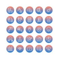 Data analysis icons set isolate white background vector stock illustration