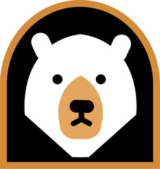 Luxury symbol face of polar bear looks out window. Christmas symbol in boho style. Festive New Year vector icon isolated on white background for decoration of holiday design
