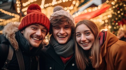 a couple of people standing next to each other at Christmas market