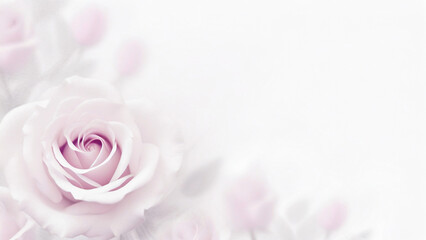 Beautiful pink rose flowers background with copy space; for display or greeting cards