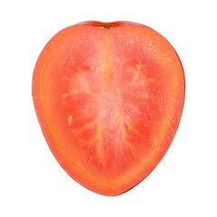 Cutout of an isolated of inside red honey tomato with the transparent png slice