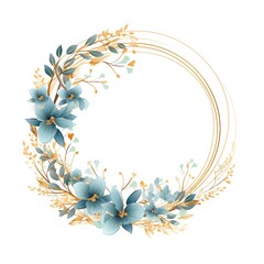 Empty wedding floral circle design element flat style on white background Generative AI 