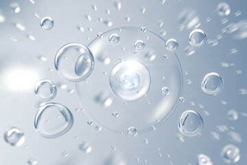 Naklejka premium cosmetic moisturizer water molecule, Cosmetic Essence, Liquid bubble, 3d rendering
