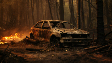 Fully burnt car